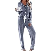 Aamikast Women's Pajama Sets Long Sleeve Button Down Sleepwear Nightwear Soft Pjs Lounge Sets