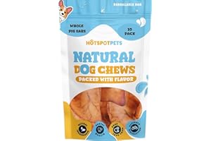 hotspot pets Pig Ears for Dogs (10 Pack), All-Natural Whole Dog Chews Pigs Ears, Single Ingredient & Highly Digestible | Rawhide Alternative for Small & Large Dogs