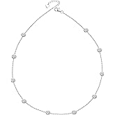 Csipewie 3CT Total Moissanite Necklace for Women, 925 Sterling Silver Adjustable Station Choker (16"-18") with Bezel-Set Stones – Dainty Fine Jewelry Gift for Valentine's Day