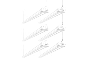 hykolity 6 Pack 4FT Linkable LED Shop Light, Utility Shop Light Fixture, 4400lm, 42W [250W Equivalent], 5000K Daylight Shop Lights for Garage, Hanging or Surface Mount, with Power Cord, ETL,White