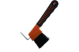 MacMaxe Ergonomic Horse Hoof Pick Brush with Heavy-Duty Rust-Resistant Steel Pick and Durable Nylon Bristles – Ideal for Hoof Care, Easy to Clean, Suitable for Beginners and Advanced Riders (Orange)