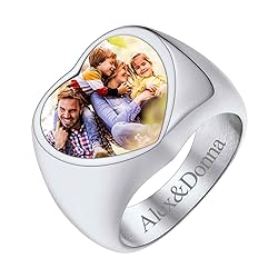 FindChic Customized Signet Photo Rings Heart Chunky