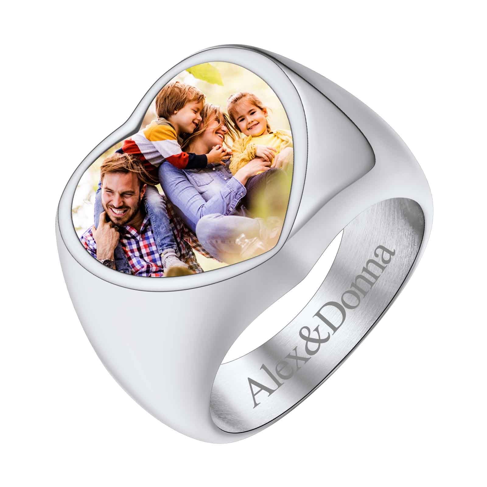 FindChic Customized Signet Photo Rings Heart Chunky