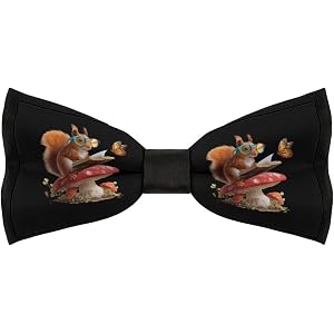 Squirrel Reading Books Men Bow Tie Adjustable Bowties | Pre-tied,Formal,Gift,Classic,Tuxedo,Wedding,Party,Bowties