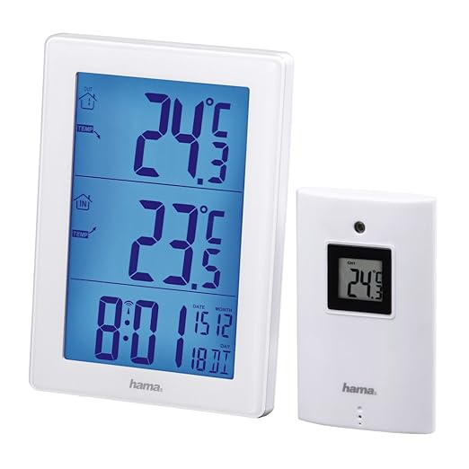 title=Hama – Stazione meteo con sensore esterno SME da 3000 (con orologio