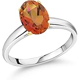 Gem Stone King 1.80 Ct Twilight Orange Mystic Quartz 10K White and Yellow Gold Ring Ring