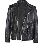 LVLING Mens Faux Leather Moto Birds Jacket Zipper Lapel Bomber Jacket Asymmetric Motorcycle Coat Costume Biker Outerwear