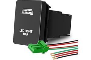 MNJ Motor Push Button Switch 12V with Wiring Kit - White LED Light BAR Symbol, Compatible with Toyota Sequoia Highlander Taco