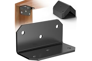 YULEIMY 4 PCS L Brackets Corner Brace 4''x2''x2'' Galvanized Medium L Angle Bracket Iron Heavy Duty L Angle Steel Braces Joint Fastener Brackets Screws for Wood Shelves,Furniture,Cabinet,Frame,Fence, Black