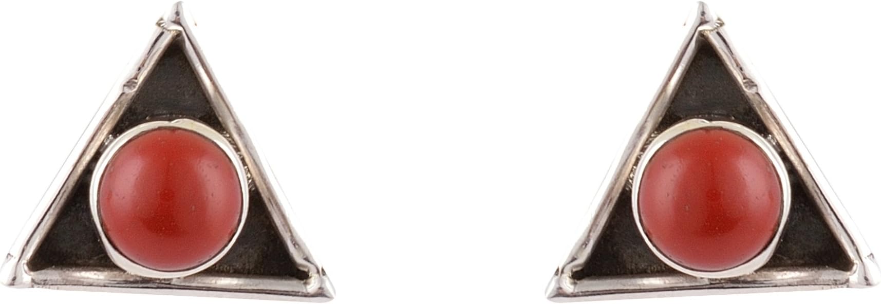 Handicraft 92.5 Sterling Silver Work Wear Coral Stud Silver Earrings for Women (CC925A90)