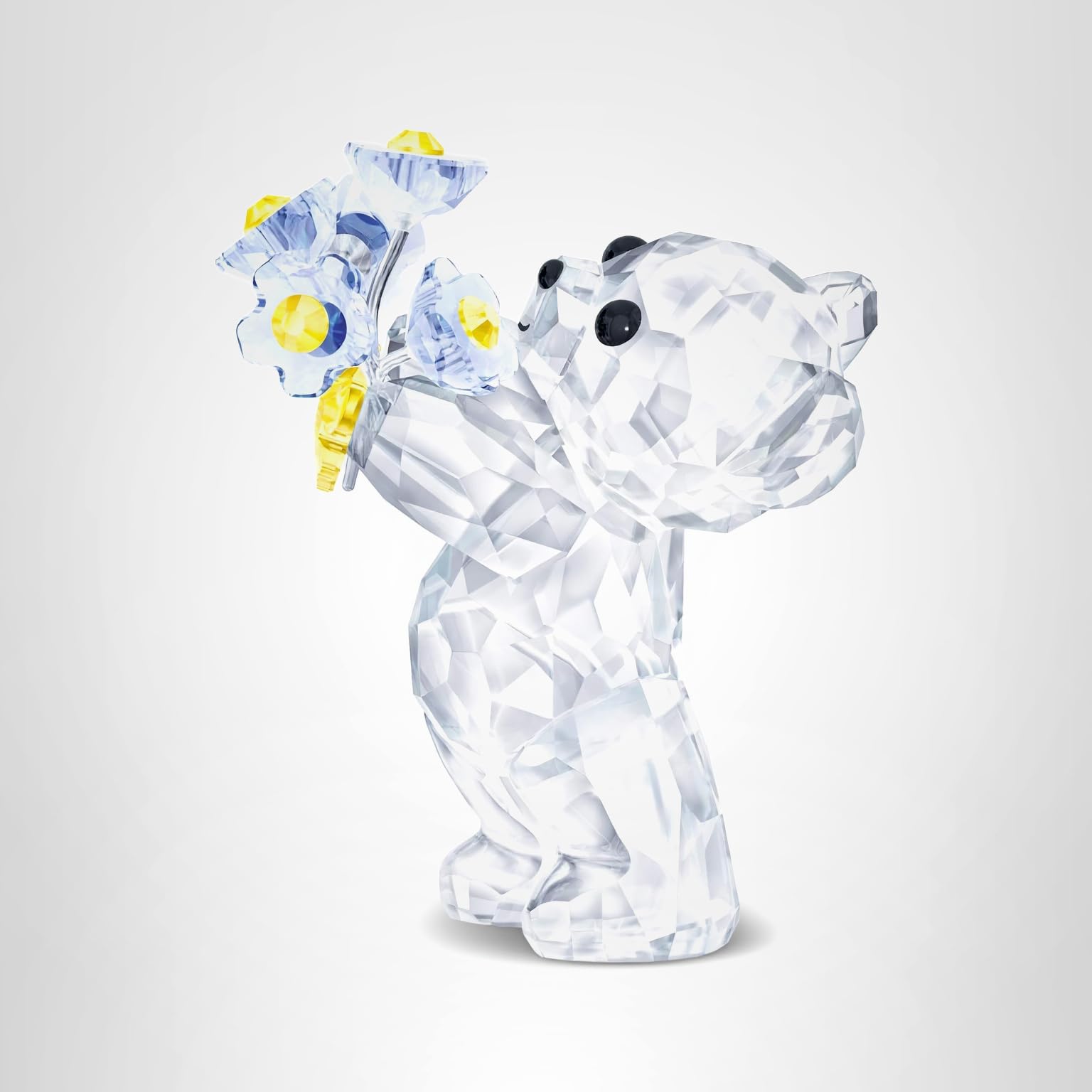 Swarovski SWAROVSKI Kris Bears Forget Me Not, Clear Swarovski Crystal with Blue and Yellow Accents, Part of the Swarovski Kris Bears Collection