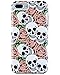 Dimaka Case for iPhone 7 Plus, iPhone 8 Plus, Cute Skull Flower Mix Vintage Stylish Bumper for Girls,[Shock Proof][Floral Pattern] 2 Layer Parts Hybrid Cover for iPhone 8 Plus (Skeleton)