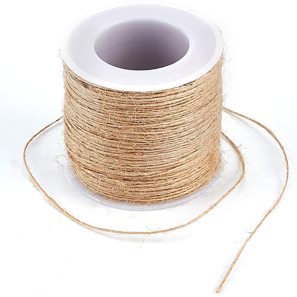 SUNNYCLUE 100M 1mm Long Twine Rope Thin Twine String Jute Garden Plant Tan Twine with Spool Hanging Picture Christmas Handmade Crafts Decoration Cord for jewellery Making Garden Home Decor Supplies DI