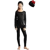 Merino Wool Base Layer Kids Set - Midweight Unisex Merino Wool Thermal Underwear For Kids Top, Bottom, Cuff Beanie
