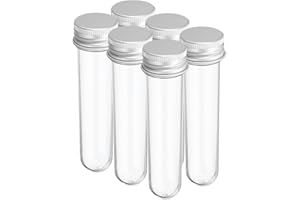 PATIKIL 30ml Plastic Test Tubes with Screw Caps, 6Pcs 109x24mm Tubes for Scientific Party Decoration Candy Bead Storage Bath Salt Lab Use, Silver Tone