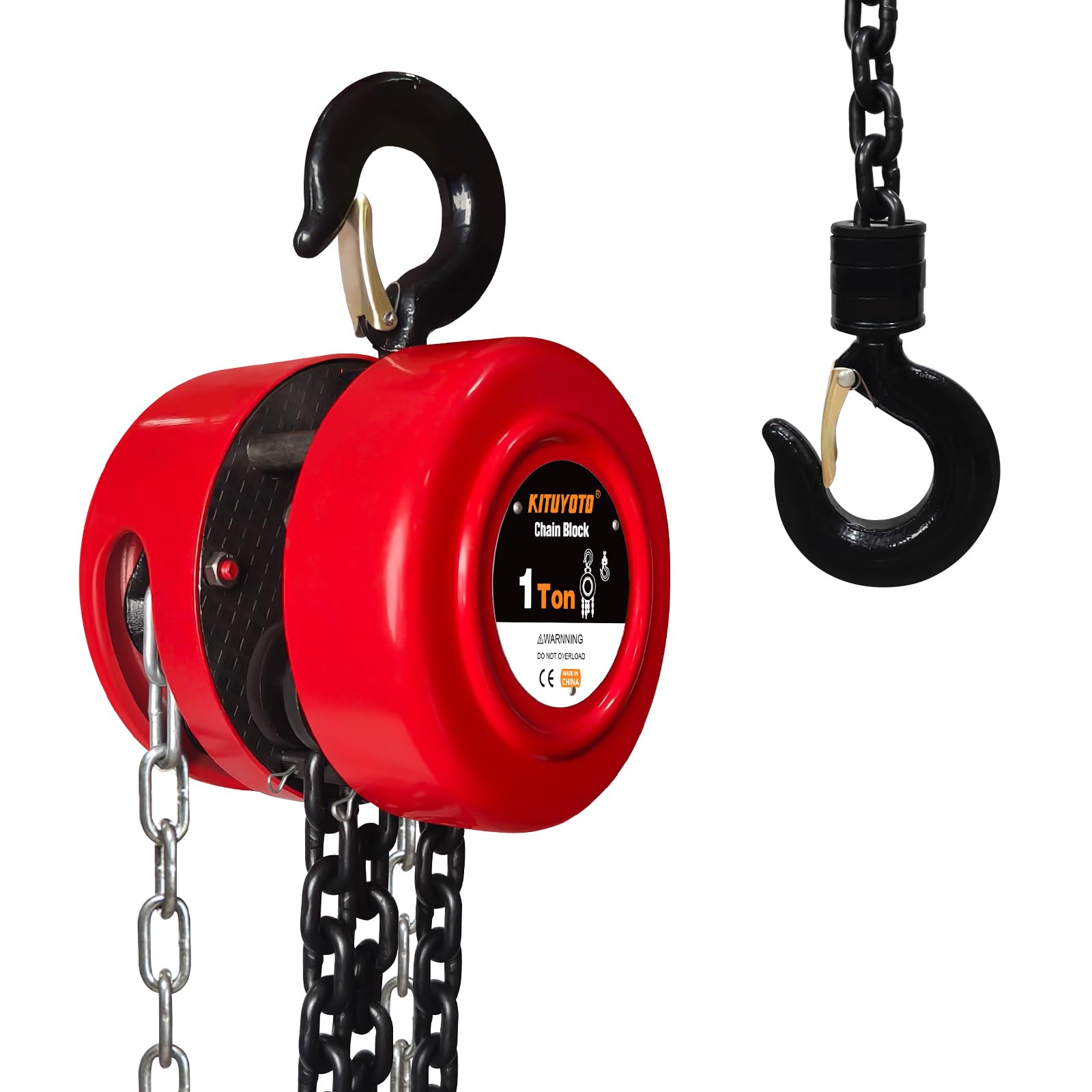 Photo 1 of Hand Chain Hoist, 2200 lbs /1 Ton Capacity Chain Block with 12ft Lifting Height, Manual Hoist with Industrial Grade Steel Construction for Lifting Good in Transport & Workshop