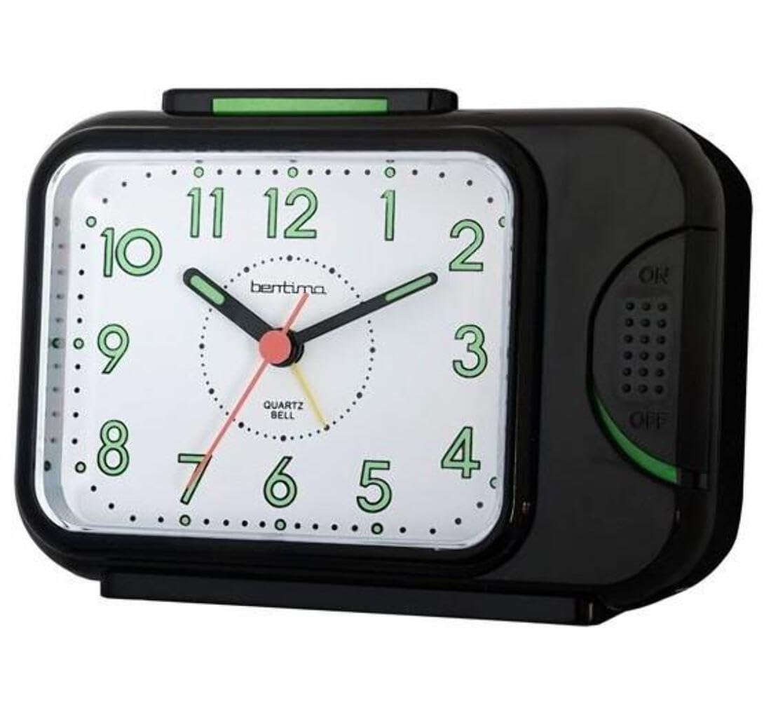 Acctim Sonnet Analogue Alarm Clock Non Ticking Sweep Luminous Hands Bell Alarm Black 12613