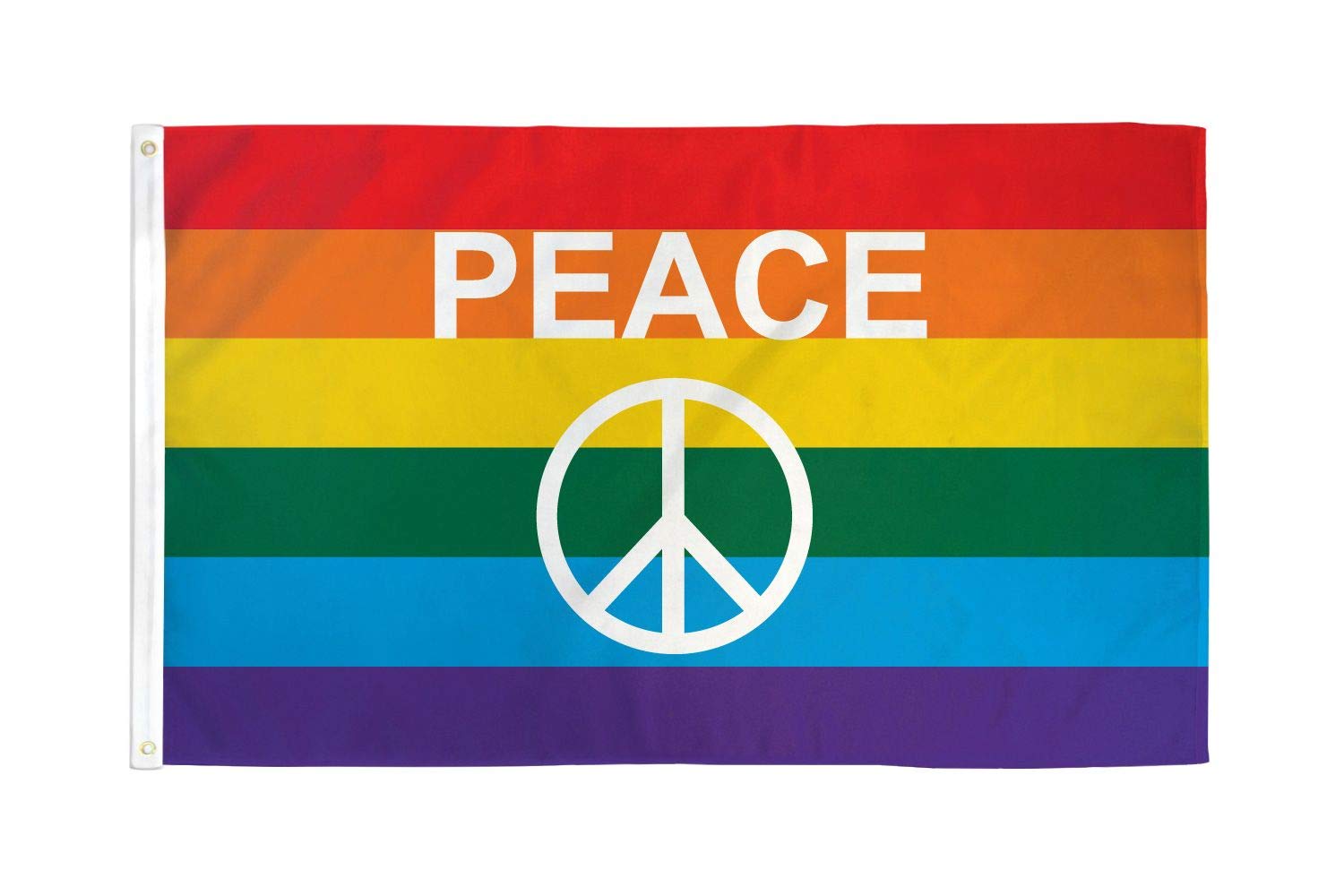 AZ FLAG - Rainbow Peace Symbol Flag - 2x3 Ft - 100D Polyester Gay Pride Banner with Two Metal Grommets - Fade Resistant - Vivid Colors - 2' x 3' Feet - 90x60 Cm
