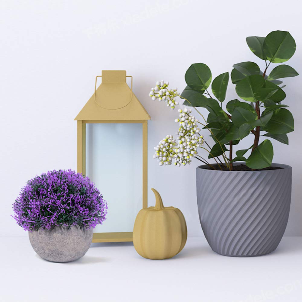 Vangold Artificial Plants Lifelike Bathroom Faux Plant Small Fake Plants With Pots For Home Office Indoors Decor Purple