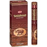 HEM Sandalwood Incense Sticks &ndash; 120 Count (Pack of 6 Boxes) &ndash; Classic Sandalwood Aroma Incense for Meditation, Yoga &amp; Home Fragrance