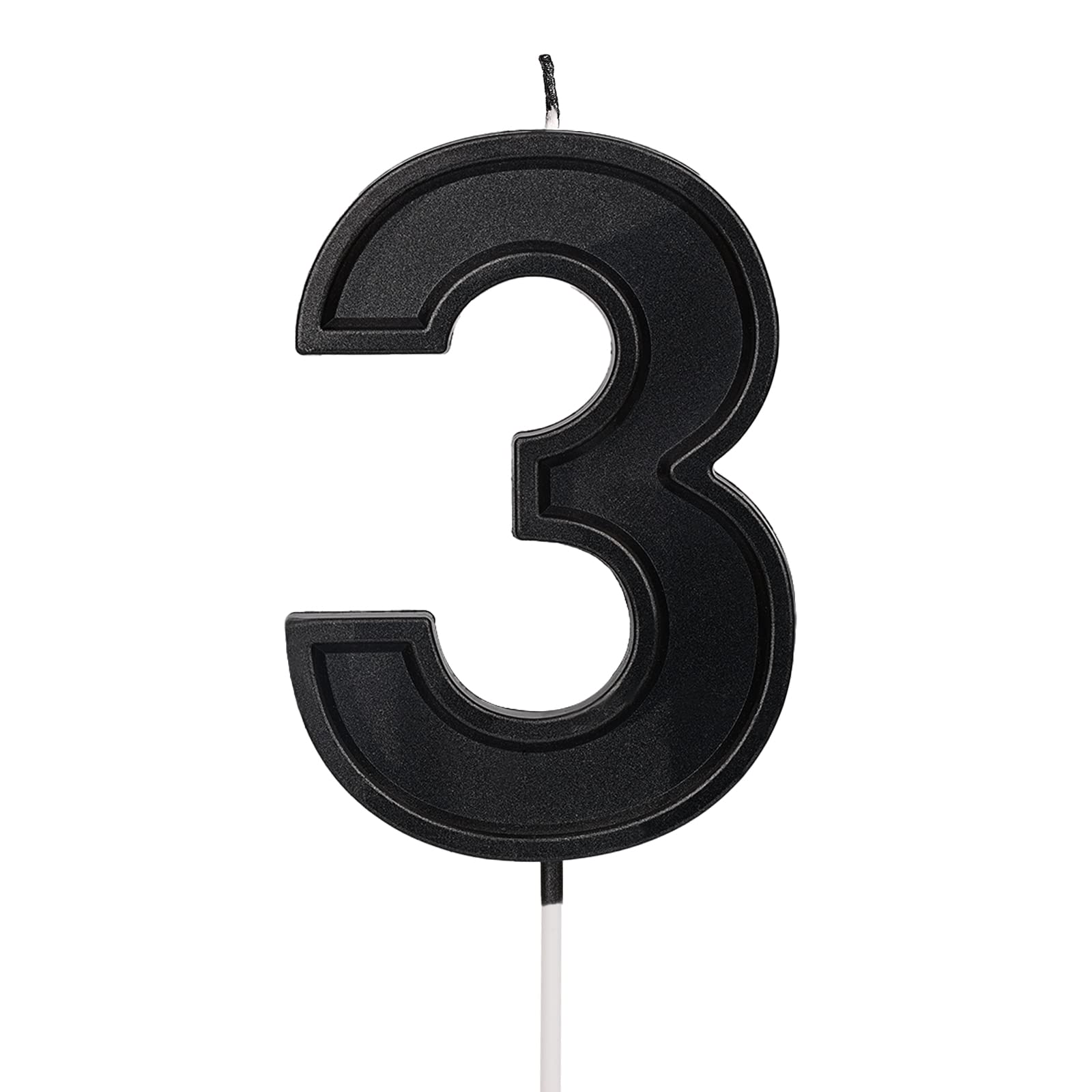 LUTER 3.94 Inches Oversized Birthday Candles Black Birthday Cake Candles Number Candles Cake Topper Decoration for Wedding Party Kids Adults, Number 3