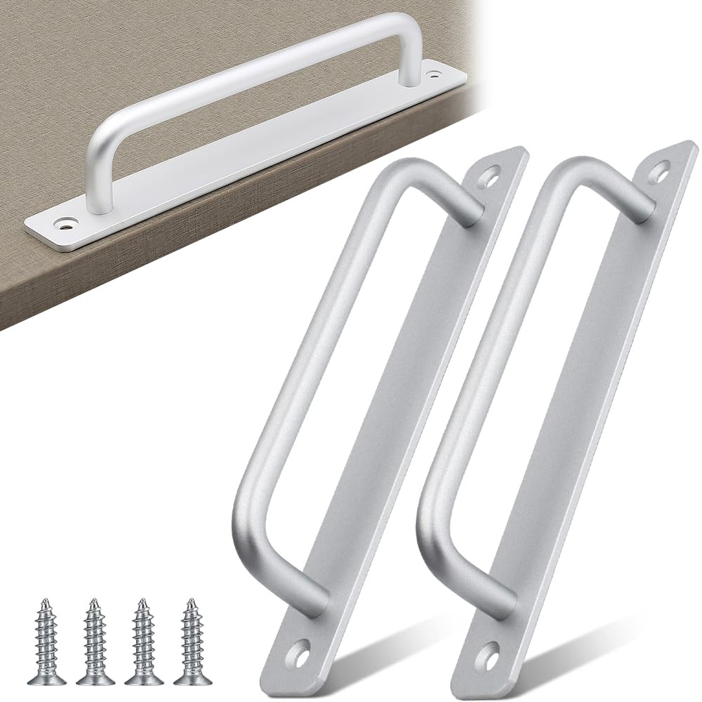YZDZSW 2 Pcs Door Handle, 160mm Sliding Door Handles, Cupboard Door Handles Kit Gate Handle for Shed Barn Garden Wardrobe (Silver)