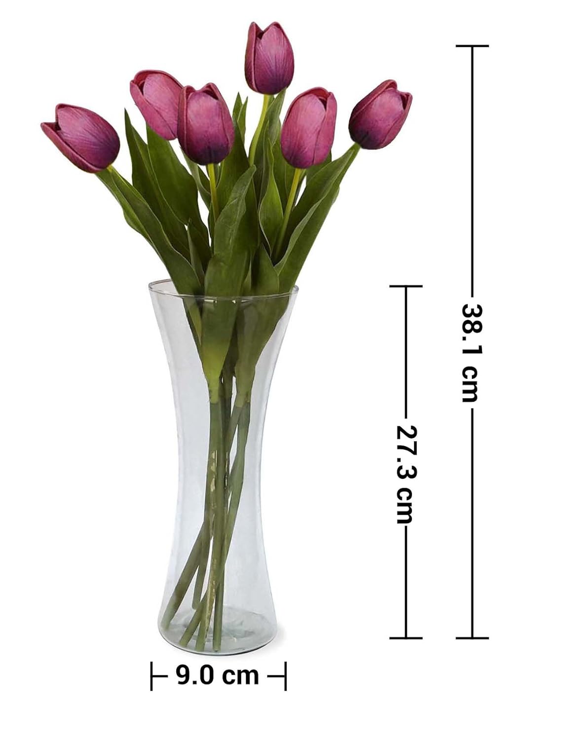 Buy Tied Ribbons Glass Vase Decoration With Artificial Tulip