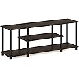 Furinno Turn-N-Tube No Tools 3D 3-Tier Entertainment TV Stand up to 50 inch TV, Round Tubes, Dark Brown / Black