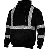 VENDACE Hi Vis Safety Reflective Sweatshirt Hoodies for Men ANSI Class 3 High Visibility Fleece Pullover Hoodie Jacket (Black,S)