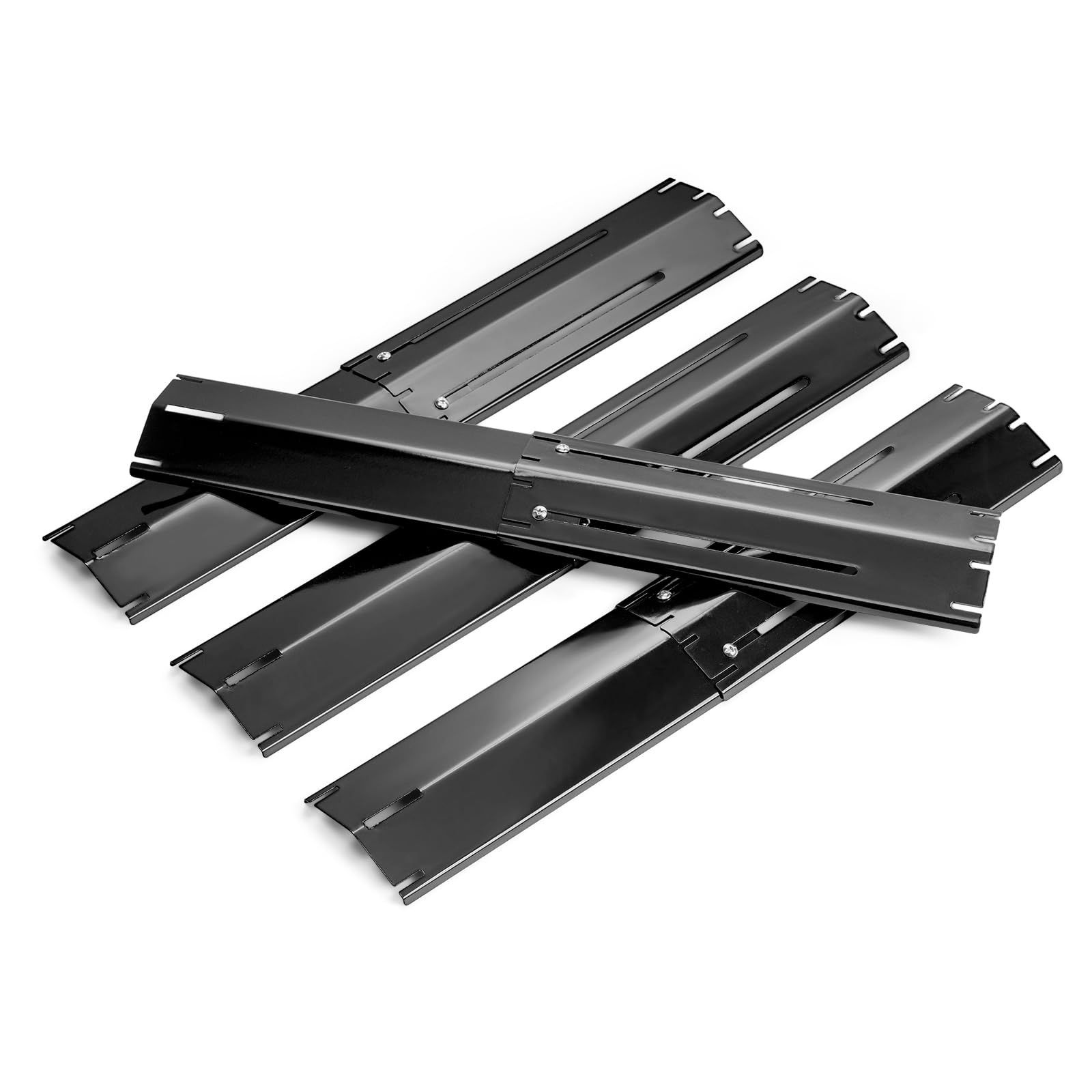 Photo 1 of Adjustable Porcelain Steel Heat Plate Shield, Heat Tent Grill Parts for Charbroil Nexgrill, Backyard Grill, Brinkmann, Burner Cover Replacement for Gas Grills Extends from 11.7" up to 21" L, 4 Pack