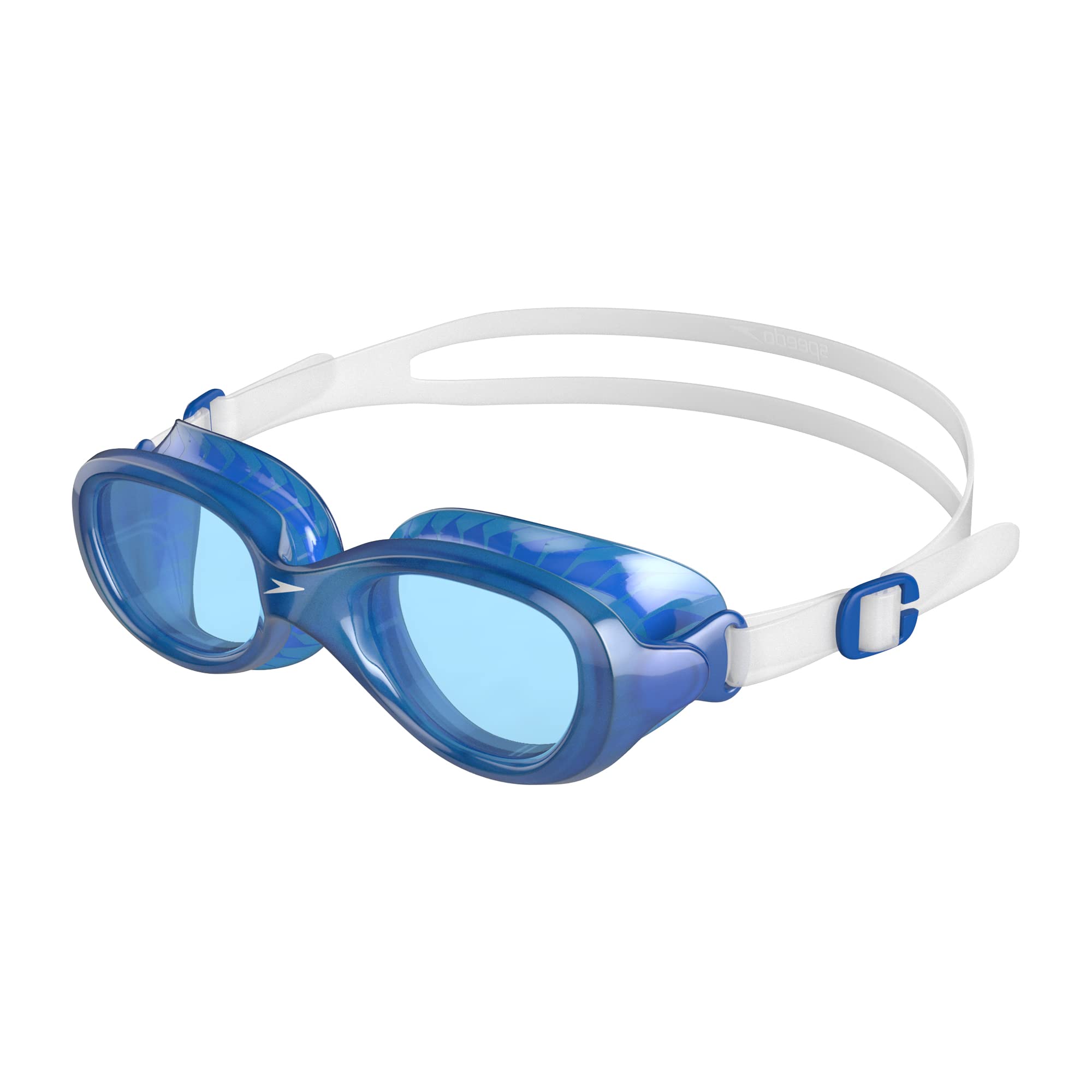 Speedo Unisex-Youth Futura Classic Swimming Goggles | Anti-fog | Anti-leak Goggles, Clear/Neon Blue, One Size