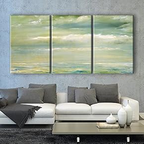 3 Panel Canvas Wall Art - Oil Painting Style Seascape - Giclee Print Gallery Wrap Modern Home Art Ready to Hang - 16"x24" x 3 Panels