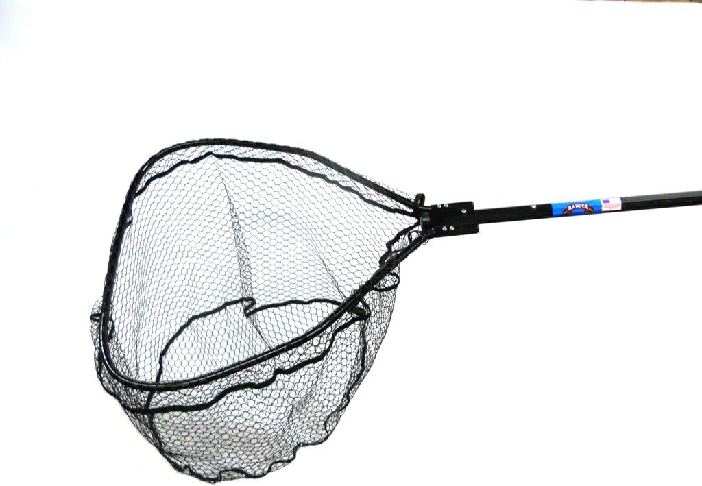 Ranger Nets Knotless Flat Bottom Rubber Coated Net with Telescopic Octagon Handle