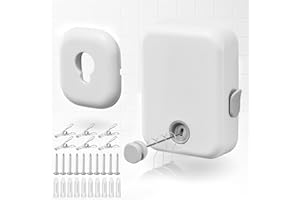 LOQOMI Retractable Clothesline Indoor | Clothes Line Outdoors | Heavy Duty Clothes Drying Line with Clip, Wall Mounted Clothes Line Outdoors Set Steel Wire Rope, Lock to Hanging