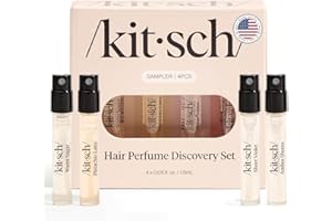 Kitsch Hair Perfume For Women (Discovery Set) - Pistachio Latte, Warm Sugar, Sheer Violet & Amber Waves - Patented Odor-Elimi