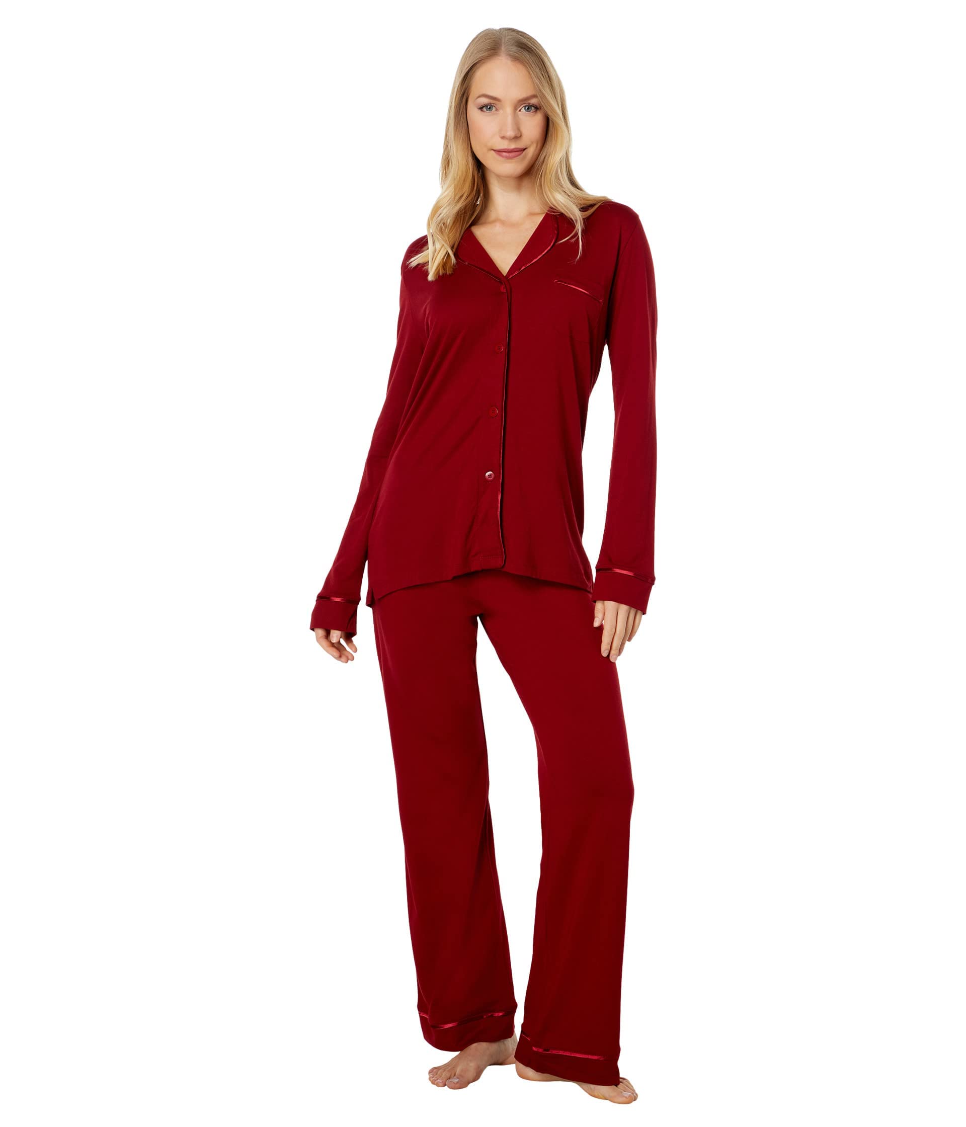 Cosabella Women’s Bella Long Sleeve Top & Pant Pajama Set, Sindoor Red/Sindoor Red, Extra Large