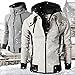 LOCALMODE Men's Double Zipper Hooded Jacket Turtleneck Fleece Hoodie Coat Grey M