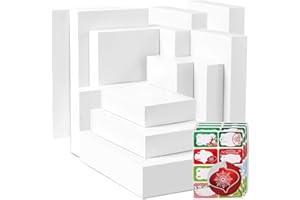 PARTY FUNNY 12 White Gift Wrap Boxes with Lids for wrapping Large Clothes and 80 Count Foil Christmas Tag Stickers (Assorted size for wrapping Robes, Sweater, Coat, Shirts and Clothes xmas Holiday Present)
