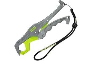 Booms Fishing G05 Lip Gripper Saltwater, 9.4" Plastic Catfish Grippers Pliers, Grabber Tool With Lanyard, Grips for Kayak Fishing Accessories, Great Holder for Caught Fish