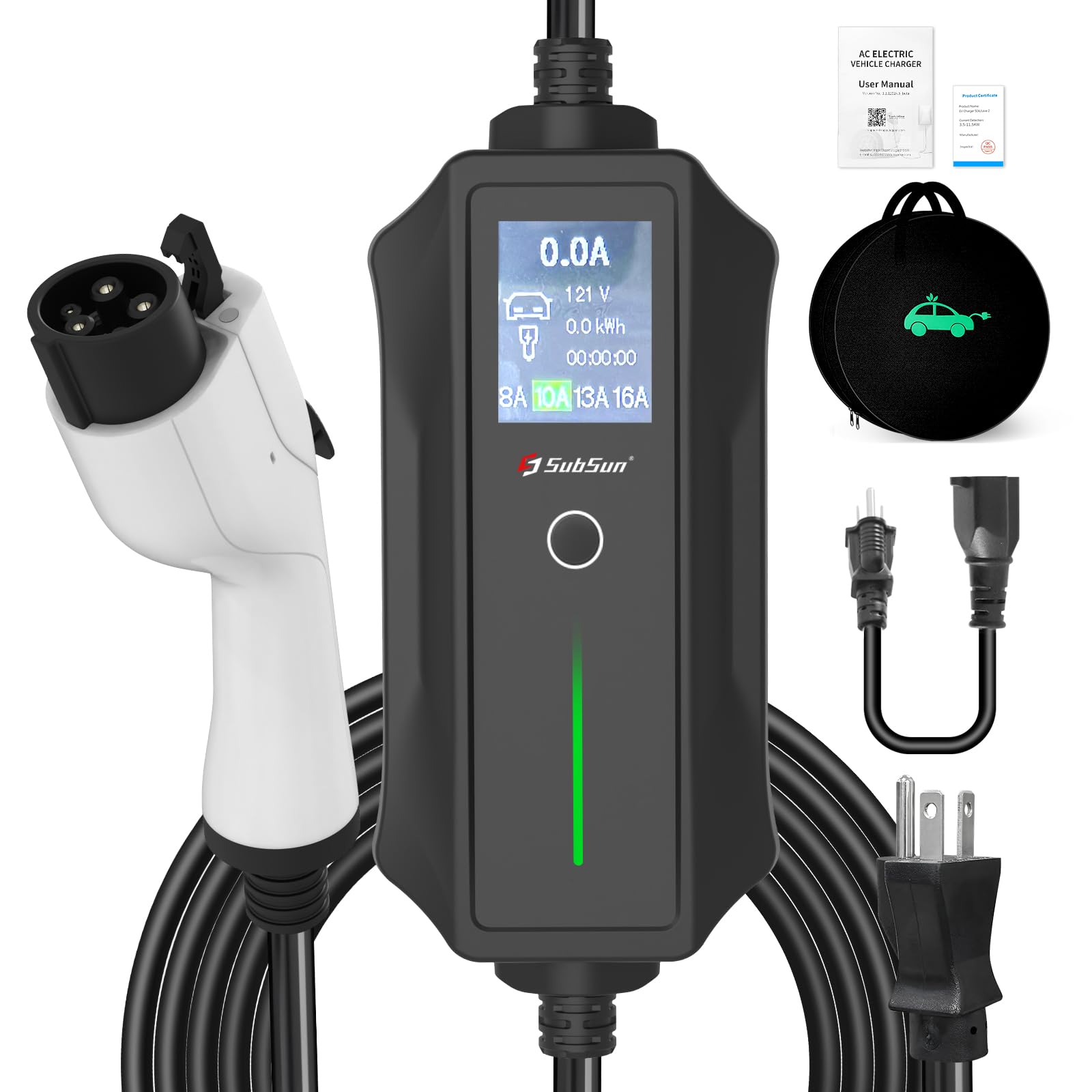 Photo 1 of Portable EV Charger Level 1 Level 2, 16Amp 110V/240V, Electric Vehicle Charger with 17Ft Cable,NEMA 6-20 Plug & NEMA 5-15 Adapter,Compatible with SAE J1772 EVs and Tesla(Adapter Required)