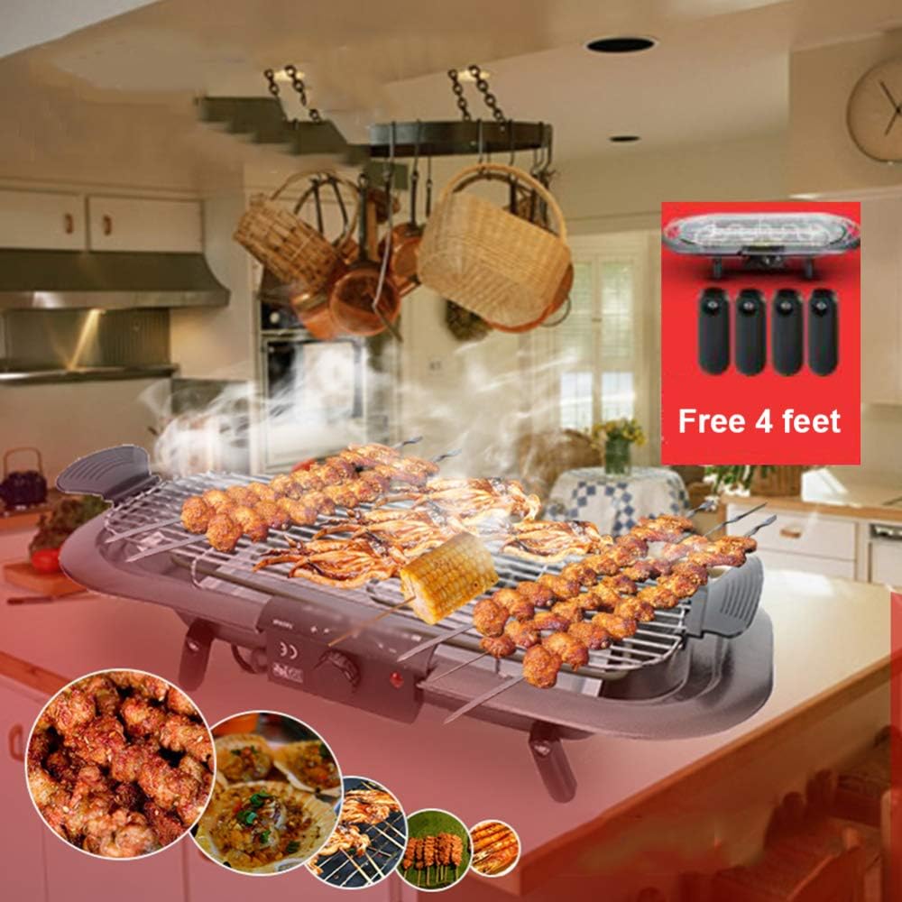 review Indoor Portable Electric Barbecue Grill Smokeless BBQ Grilling Table Adjustable Temperature 2000w High Power Fit Home Dinner Camping Travel Hiking (1-16 People Use)