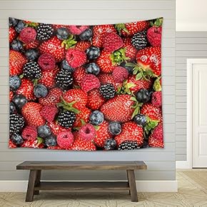 a Variation of Berry Fruits - Fabric Wall Tapestry Home Decor - 51x60 inches