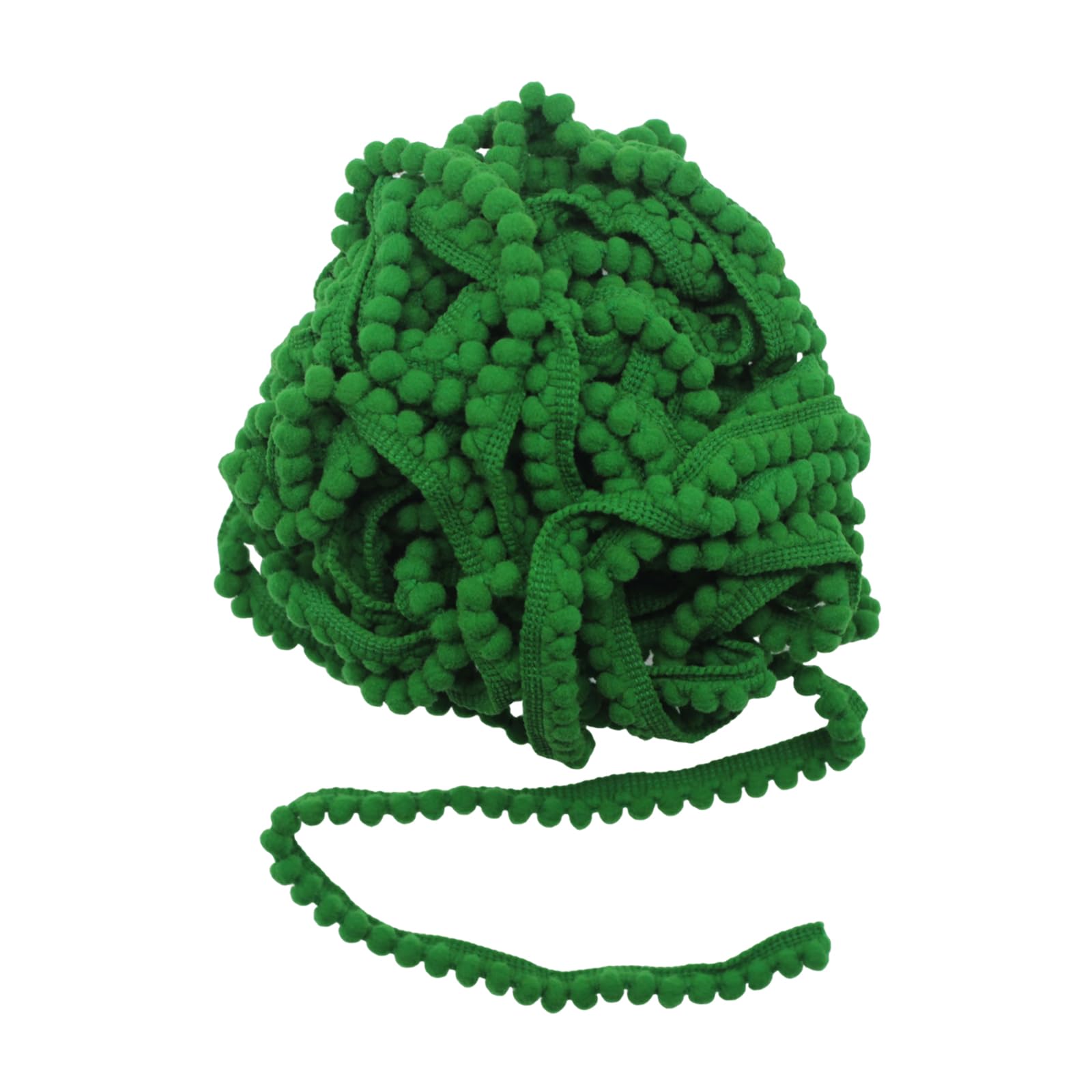 Yalulu 10 Yards Mini Pom Pom Trim Ball Fringe Ribbon Tassel DIY Craft Sewing Accessory for Home Curtain Clothes Pillow Decoration (Dark Green)