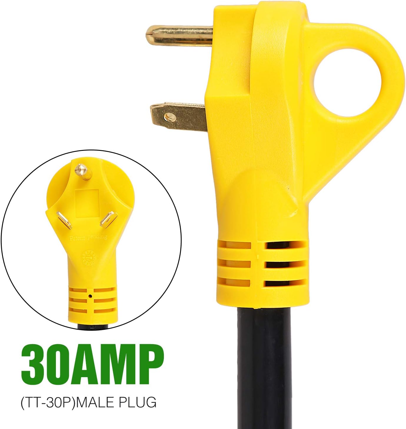 BrightHome 30 Amp Male to 50 Amp Female RV Power Cord, Heavy Duty Electrical Adapter with Dogbone Grip Handle, 30M/50F RV Plug Adapter, 12 Inches (125V/3750W): Automotive