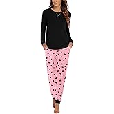 Ekouaer Pajamas For Women Comfy Long Sleeve Jogger Set Lounge Pjs Set With Pockets