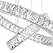 MEEROSEE MD2226-53MN Modern Crystal Ceiling Fixture LED Contemporary Adjustable Stainless Steel 2 Rings Lights Chandelier, Big Cool White 2r