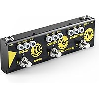 Donner Multi Effects Guitar Pedal Alpha Cruncher 3 Type Effects Delay Chorus Distortion Pedal with Adapter for Electric Guita