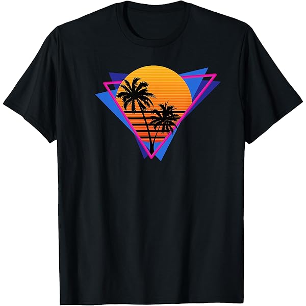 Amazon.com: 80s Retro Synthwave Inspired Sunset and Palm
