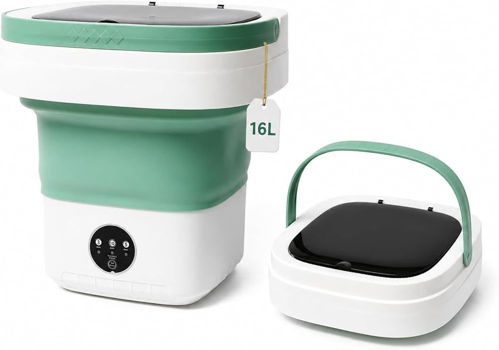PXNTLA Mini Portable Foldable Washer - 16L Portable Washing Machine, Small Folding Washing Machine 3 Cleaning Modes for Baby