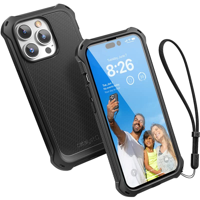 Catalyst Crux Case for iPhone 14 Pro, Compatible with MagSafe, Fingerprint Resistant, Anti Yellow, Durable, Drop Proof, Easy to Clean, Easy to Instal, Easy to hold, Lanyard included - Stealth Black — image 1